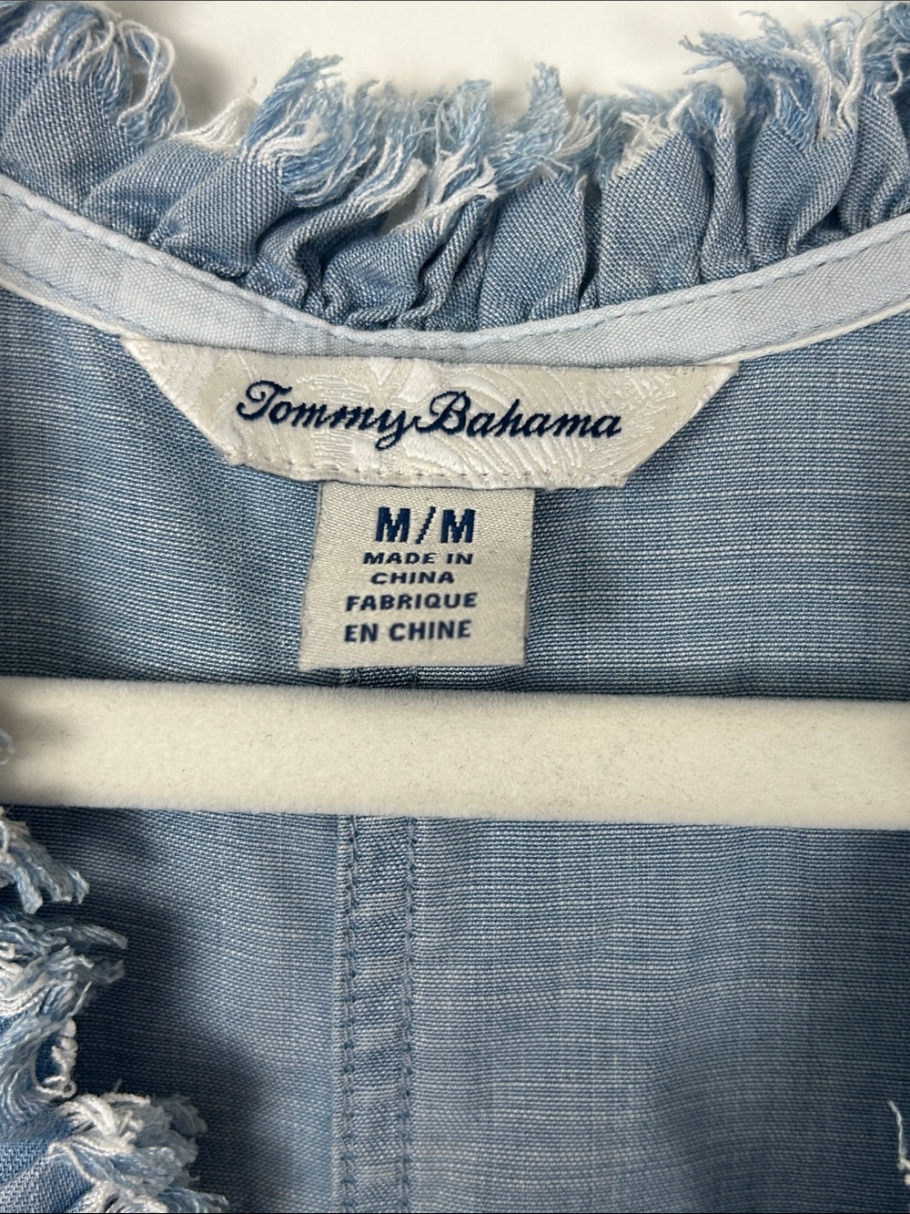 Tommy Bahama Light Blue Frayed V-Neck Dress - Picture 6 of 6